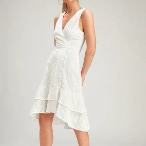 NWT - Lulus - Radiant Ren White Eyelet Ruffled Midi Dress